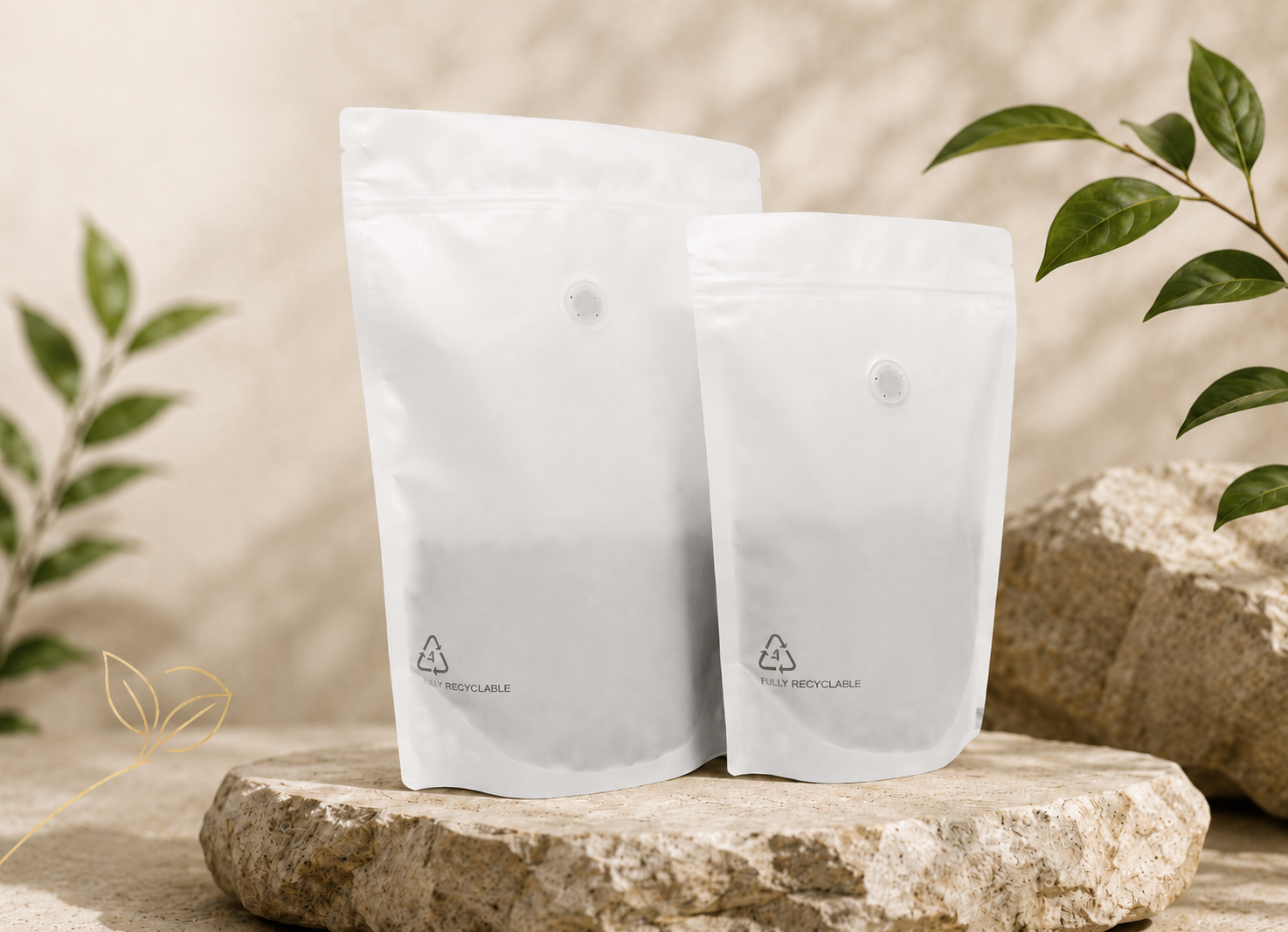 Large BOPE recyclable pet food bag undergoing a drop-test with edges and seams intact on impact