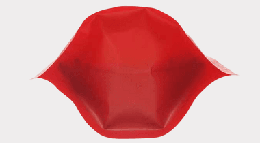 K-Seal bottom recyclable pouch detail close-up with weight distribution illustration for heavy payloads
