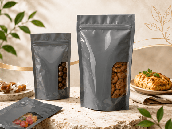 Glossy transparent Mono-PP recyclable bag displaying brightly coloured confectionery on a deli counter