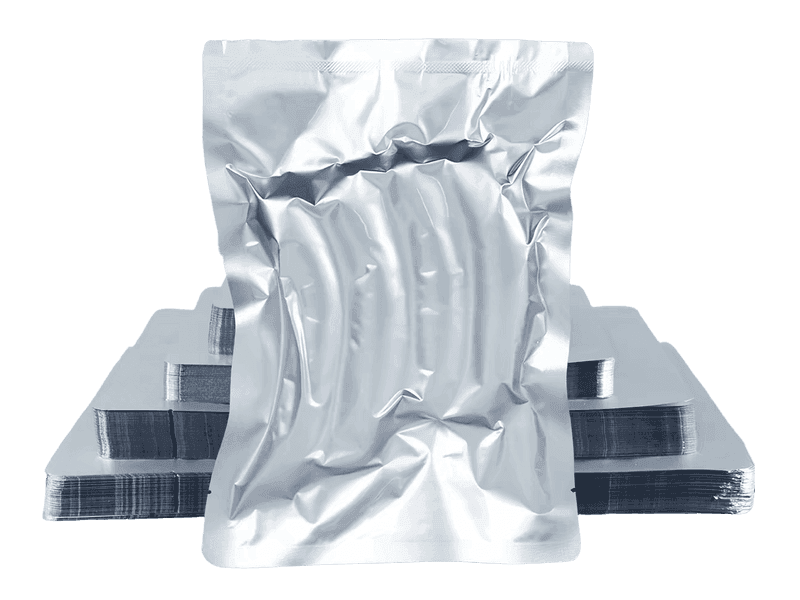 Aluminum foil retort pouch with high-barrier metallic finish