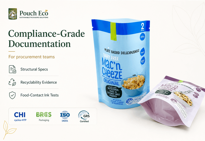 CHI cyclos-HTP certification document for mono-material recyclable shaped pouches
