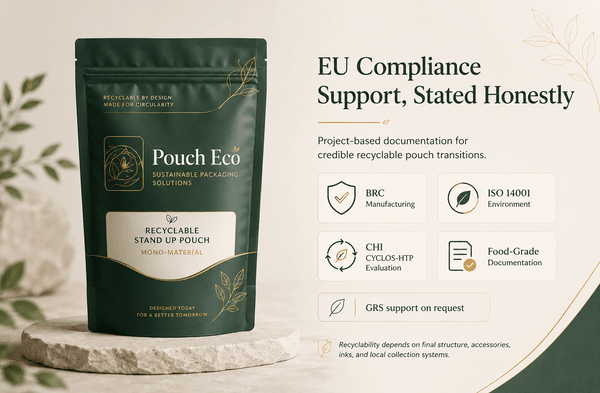 Document mock-up showing CYCLOS-HTP and BRC report covers with a compliance checklist