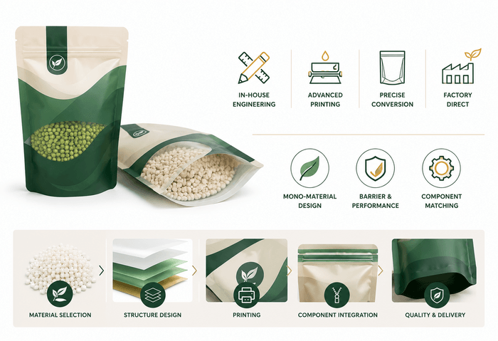 HP Indigo 25K digital printing recyclable shaped pouches in production