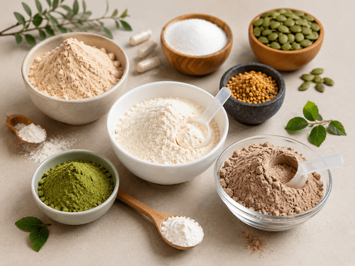 Recyclable quad seal pouches for health, wellness, and non-food powder products