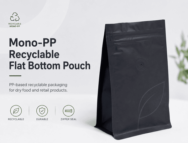 Mono-PP flat bottom pouch sample -- Recyclable PP flexible packaging for dry food