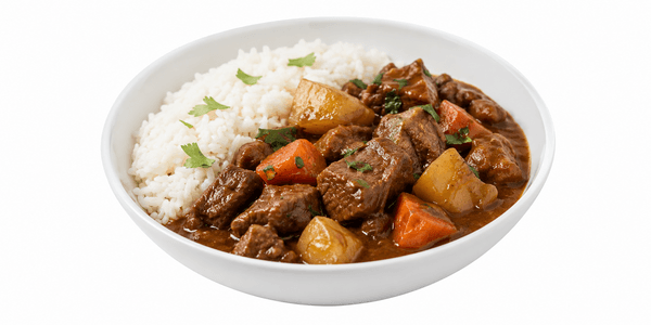 Curry rice ready meal in a microwaveable retort pouch