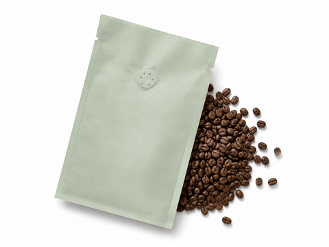 Recyclable 3-side seal coffee pouch with one-way degassing valve close-up