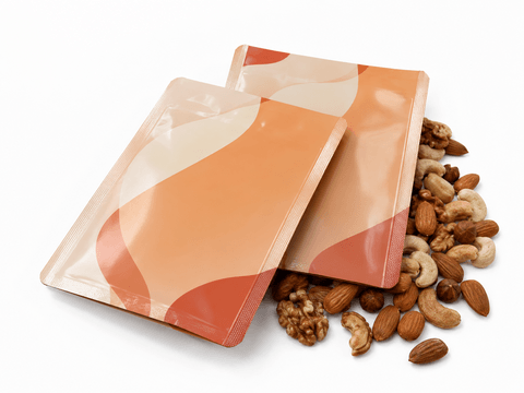Recyclable 3-side seal pouch with press-to-close zipper for snacks and nuts