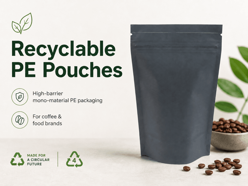 Recyclable-oriented PE pouch in a mono-material packaging direction