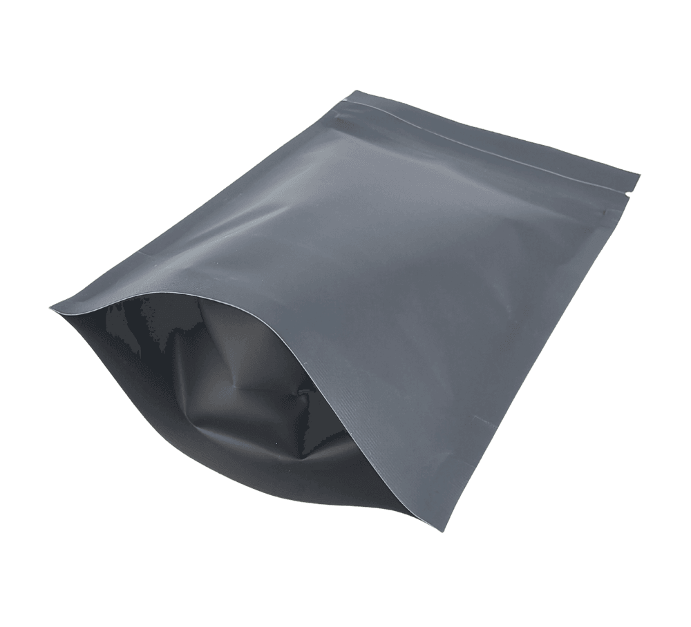 Recyclable PE pouch range for coffee, pet food and snacks on factory shelf
