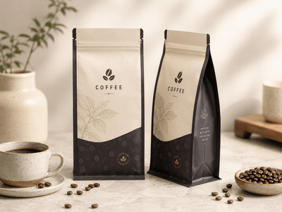 Flat-bottom recyclable PP coffee pouch shelf shot