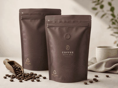 Stand-up coffee pouch with degassing valve and zipper