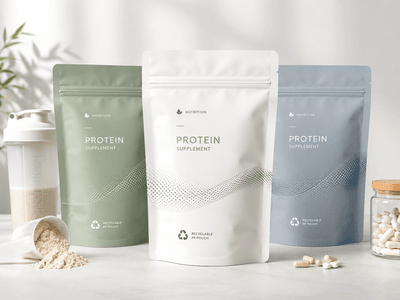 Recyclable PP supplement powder pouch with scoop