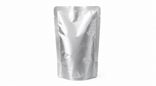 Retort stand-up pouch on shelf for wet pet food soups and ready-to-eat meals