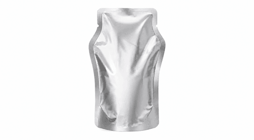 Shaped die-cut retort pouch with contour-cut profile for brand differentiation on shelf
