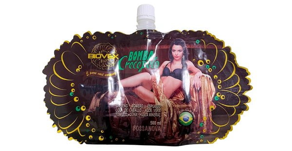 Custom contour die-cut recyclable shaped pouch silhouette for shelf differentiation