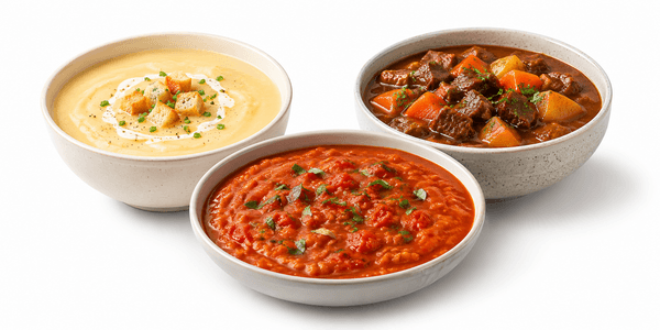 Spouted ready meal retort pouch for soup and liquid meal applications