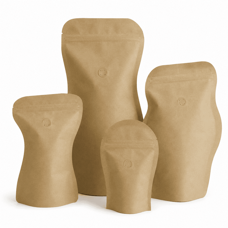 Custom kraft shaped pouches for premium retail packaging