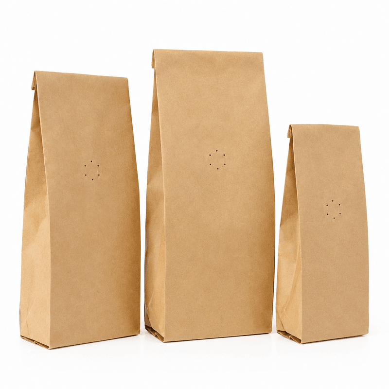 Custom kraft side gusset bags for coffee, pet food and specialty dry goods