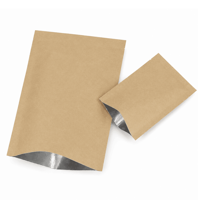 Kraft 3-side seal pouches for coffee, snacks and pet treats