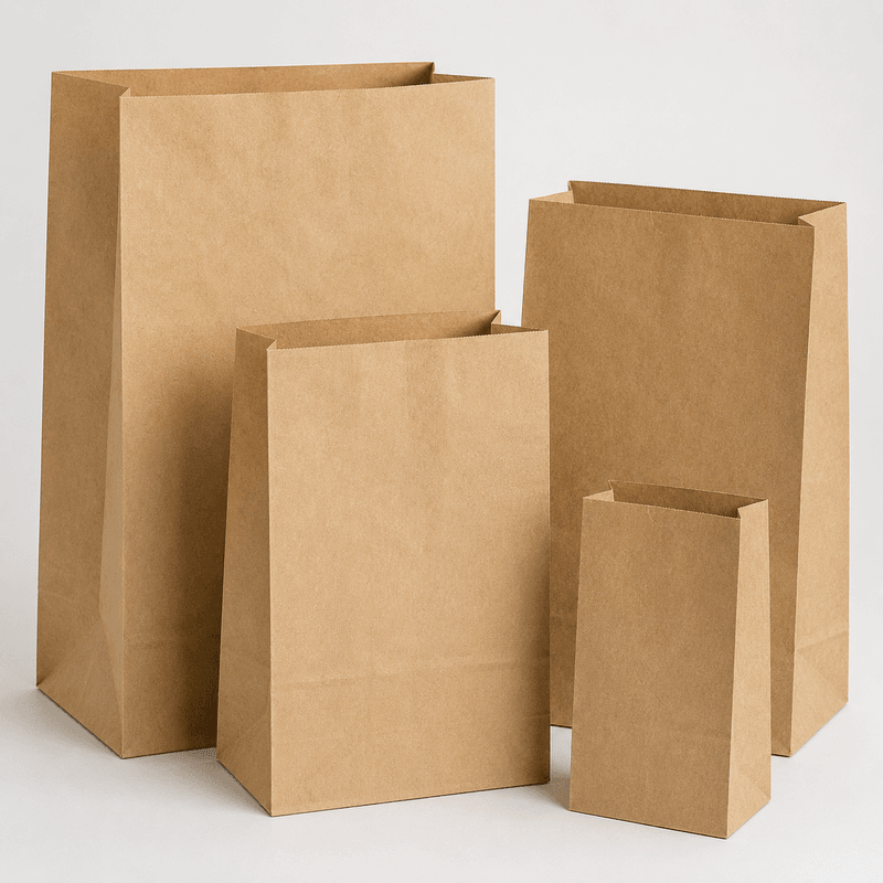 Custom Kraft Paper SOS Bags with flat bottom and side gussets
