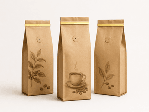 Kraft Quad Seal Pouches with Tin-Tie -- product photo on white background