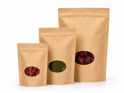 Kraft pouch with round window