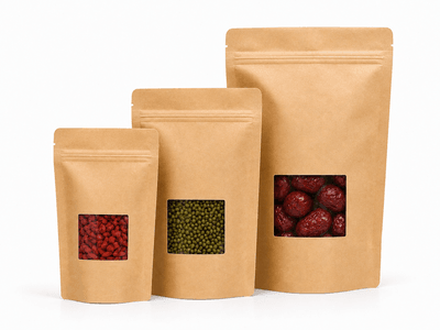 Kraft pouch with square window