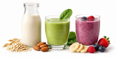 Kraft stand up spout pouches for plant-based milks and smoothies -- recyclable alternative to cartons