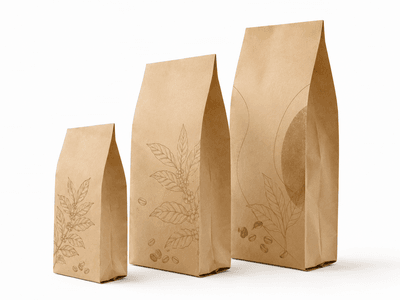Side-gusset kraft pouch for pet food with hang hole and matte finish