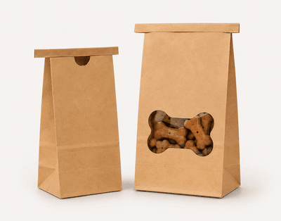 Kraft Paper SOS Bag with custom die-cut window in branded silhouette shape