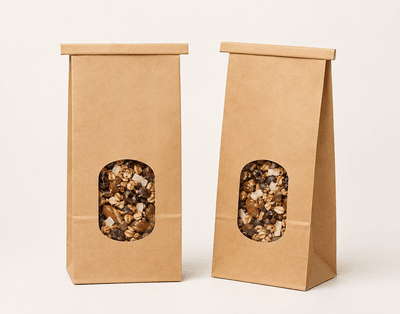Kraft Paper SOS Bag with oval window on front face