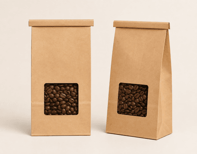 Kraft Paper SOS Bag with square window on front face