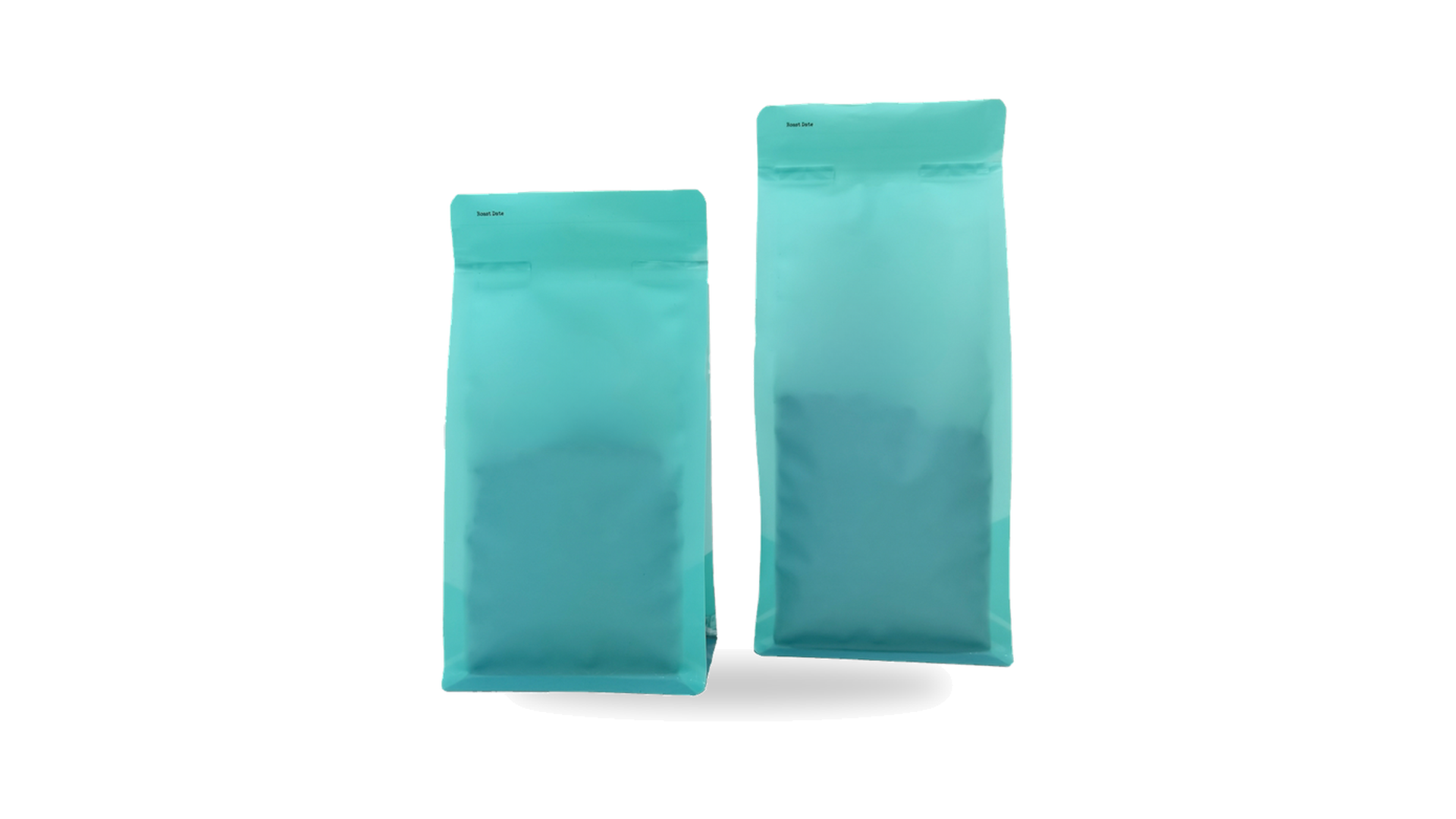 Recyclable stand-up pouches on a clean white studio background — PouchEco Guangzhou factory product